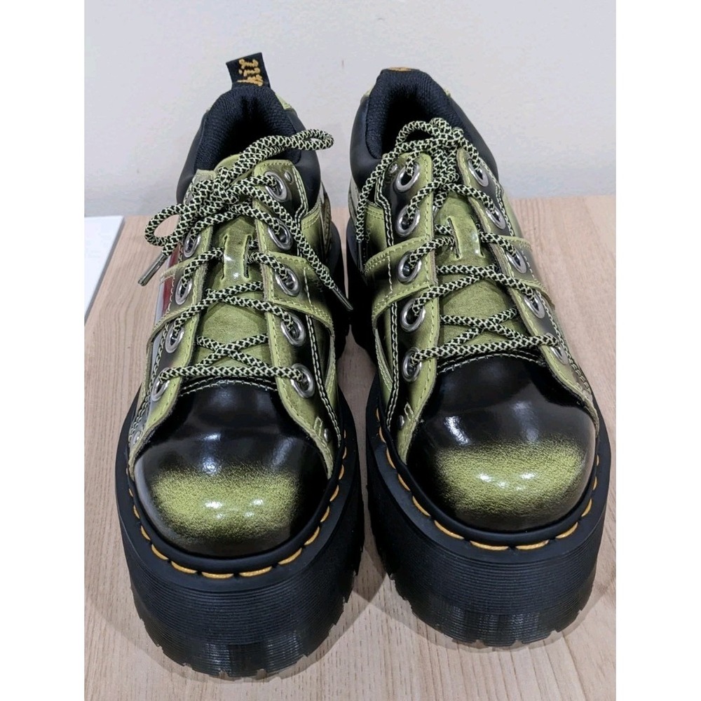 Dr. Martens Womens  5-Eye Max Distressed Platform Shoes Green/Black Sz 7 Festive - Picture 9 of 12